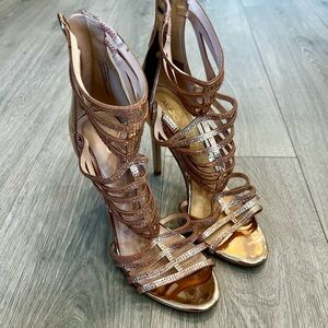 Aldo Mirror Rose Gold Strappy Heels